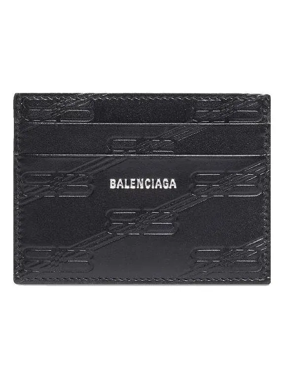 Чехол для карточек Balenciaga с тисненым монограммом — изображение 1 из 3, черный