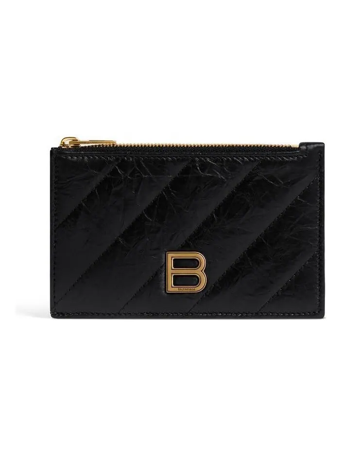(WMNS) Balenciaga Crush Длинный держатель для монет и карт, стеганый — изображение 1 из 3, черный