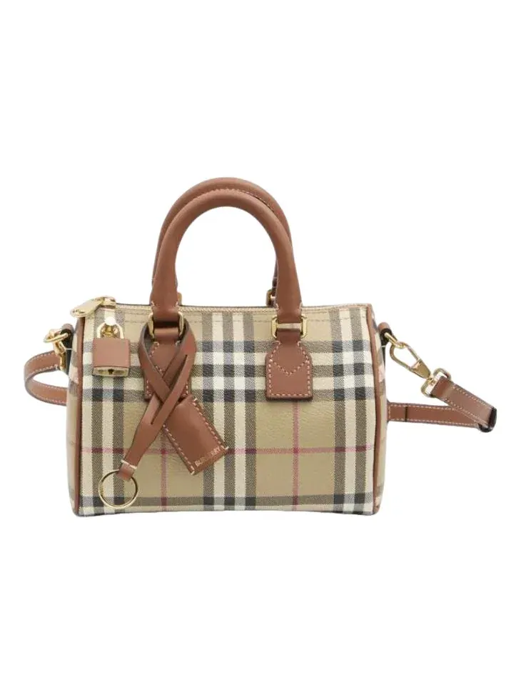 Женская сумка из хлопка с моделью Mini Check Bowling Burberry — 1