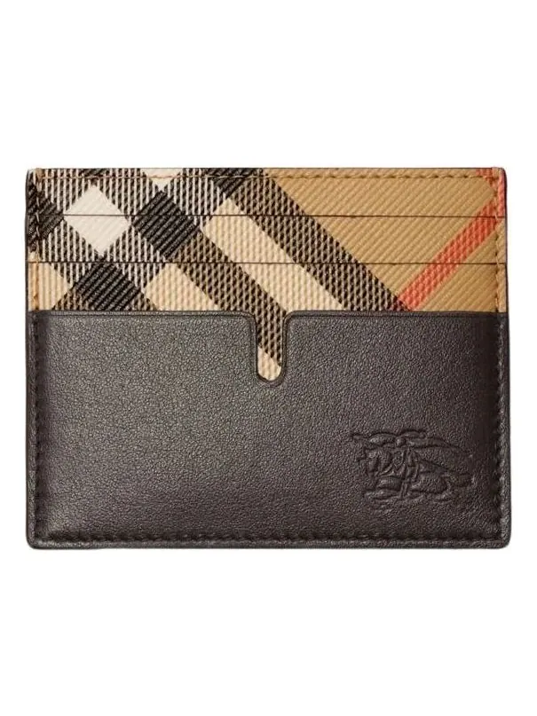 Кошелек для карт Burberry Pop Check высотой 26 дюймов — изображение 1 из 3, бежевый