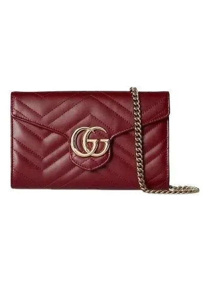 (WMNS) Кошелек-цепочка Gucci 25 GG Marmont — изображение 1 из 8, красный