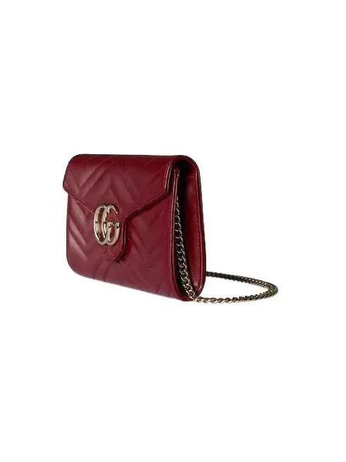 (WMNS) Кошелек-цепочка Gucci 25 GG Marmont — изображение 2 из 8, красный