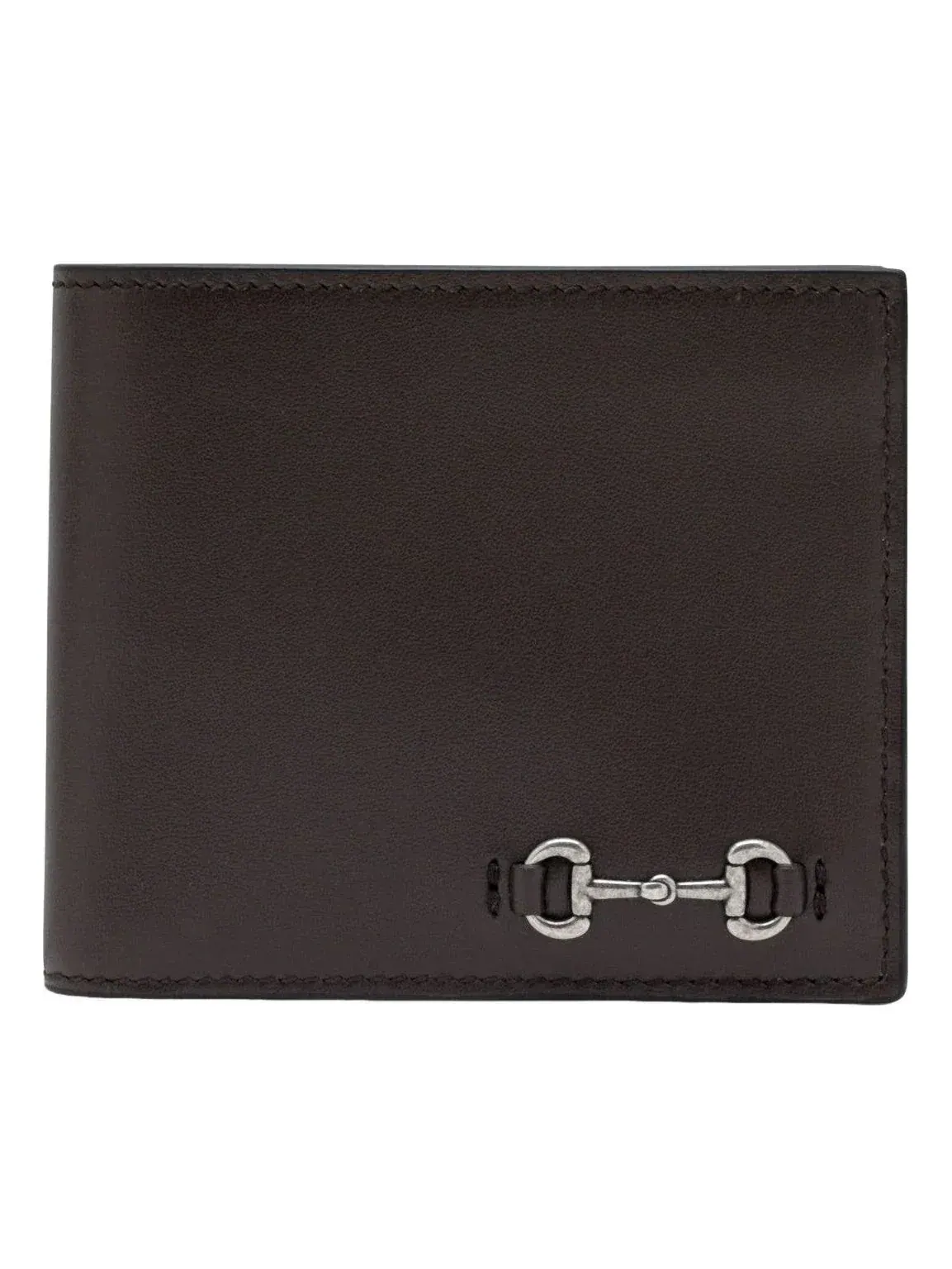 Кошелек Gucci 25 Bi-Fold Wallet с пряжкой в виде конской уздечки — изображение 1 из 4, коричневый