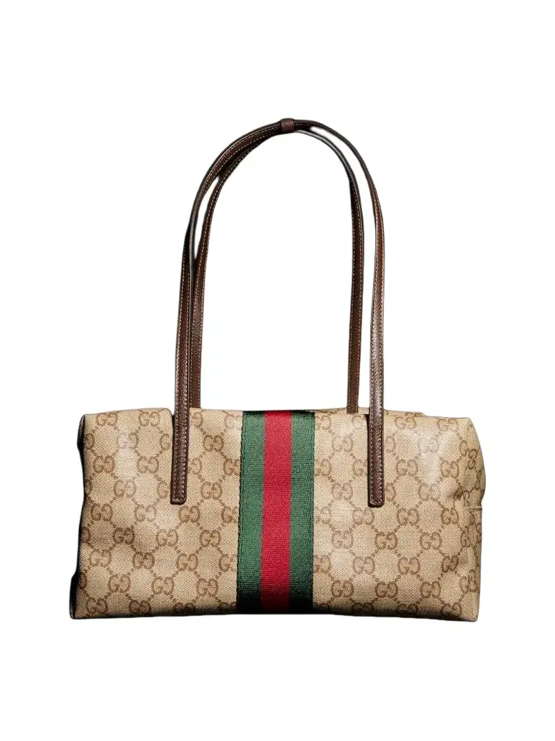 Сумка женская средняя top-handle канва, кожа, хлопок Gucci Melrose Boston — 1