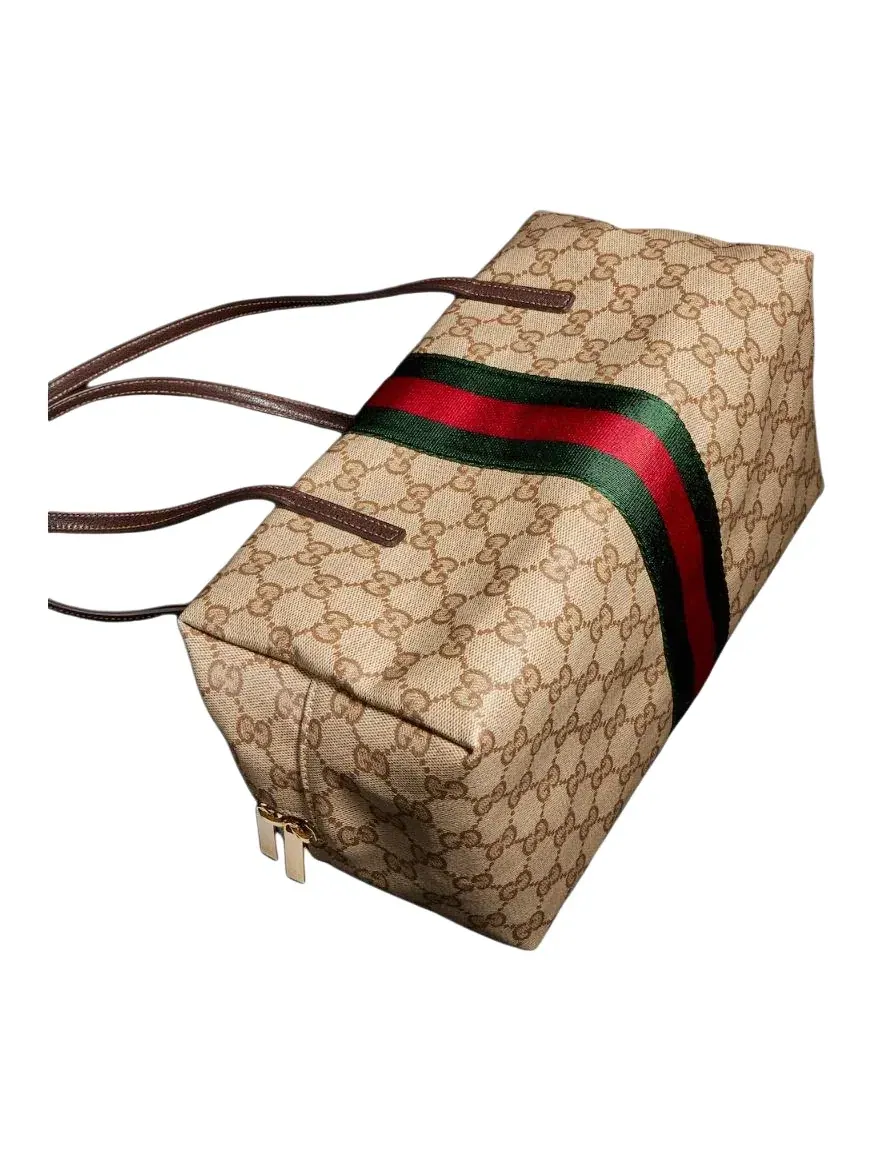Сумка женская средняя top-handle канва, кожа, хлопок Gucci Melrose Boston — 6