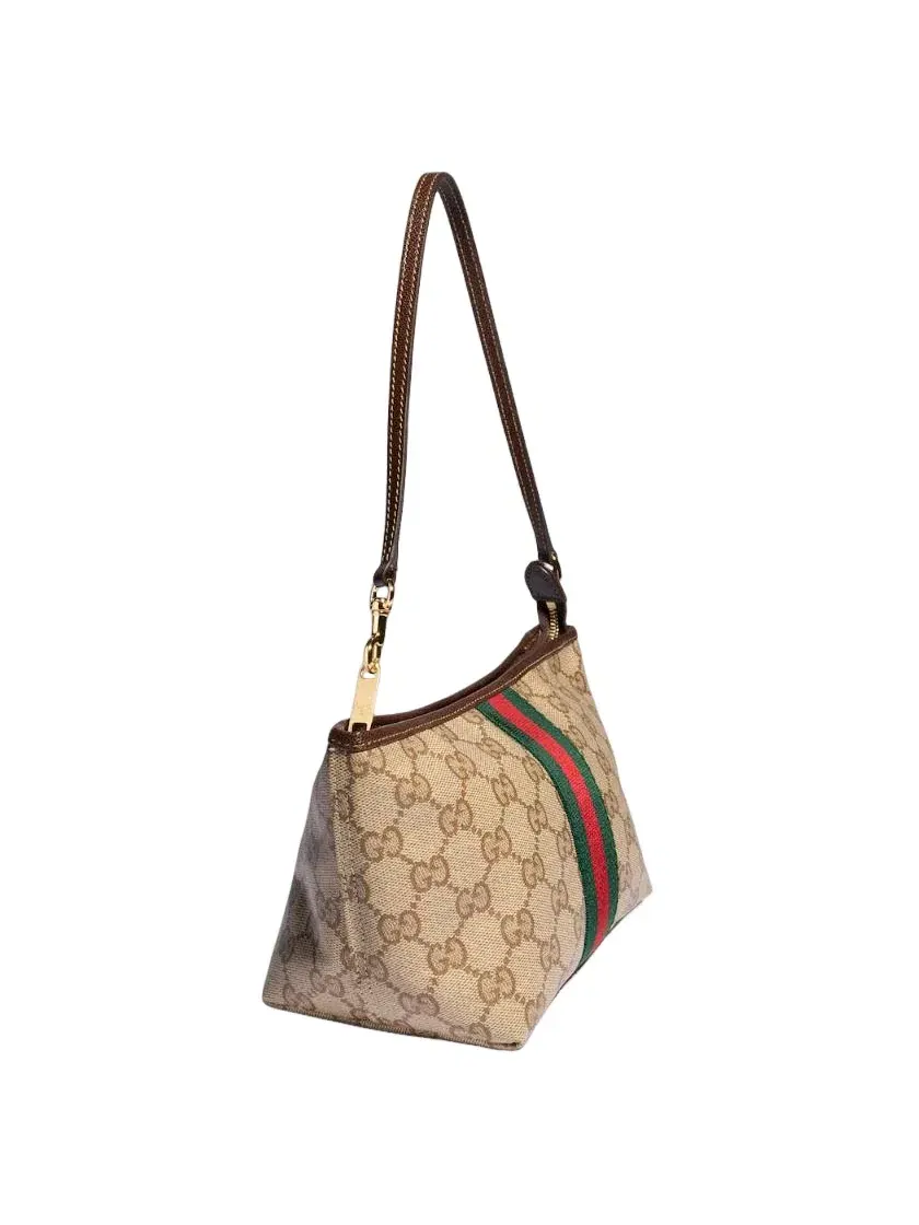 Маленькая косметичка Gucci с ремешком и лентой — изображение 2 из 6, бежевый