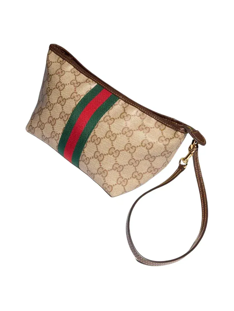 Маленькая косметичка Gucci с ремешком и лентой — изображение 3 из 6, бежевый