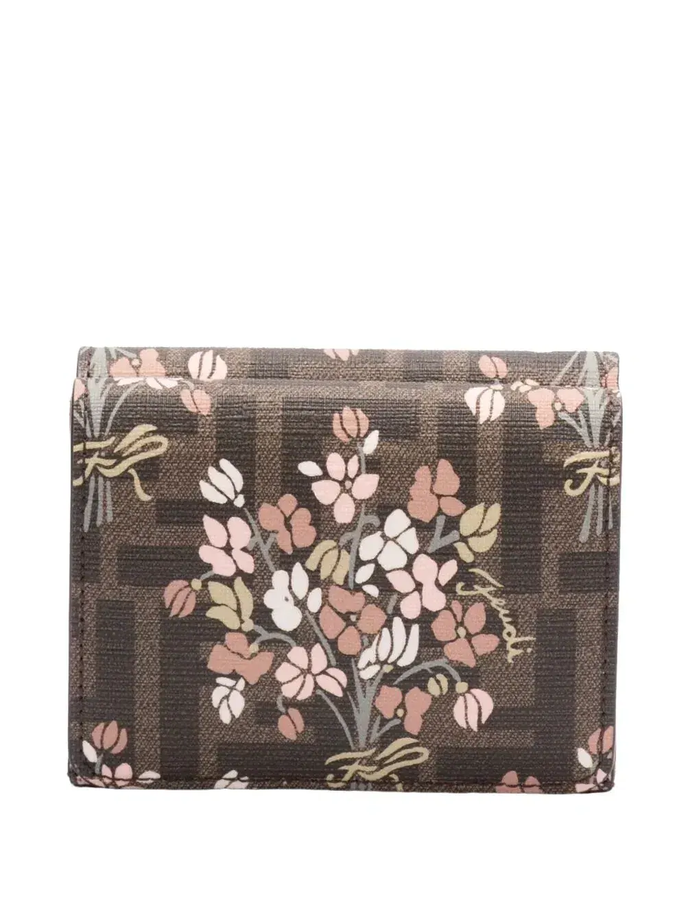 Кошелек Fendi SS25 FF Tri-Fold с цветочным букетом, цвет коричневый, 8M0480AURFF174H — изображение 3 из 3