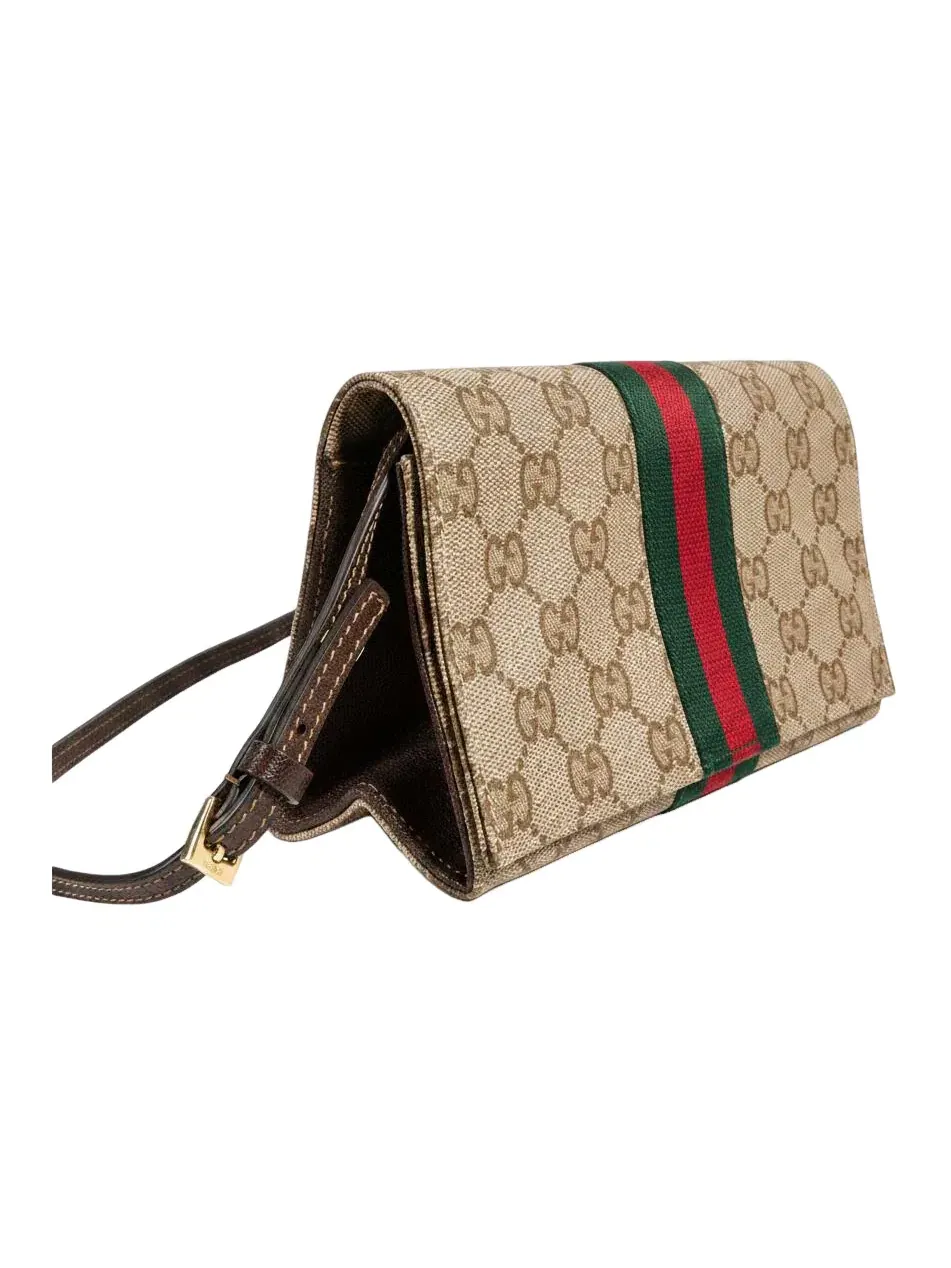 Маленькая косметичка Gucci с ремешком и лентой, цвет «песочно-темно-коричневый», A002KM-FAF8R-8547 — изображение 2 из 4