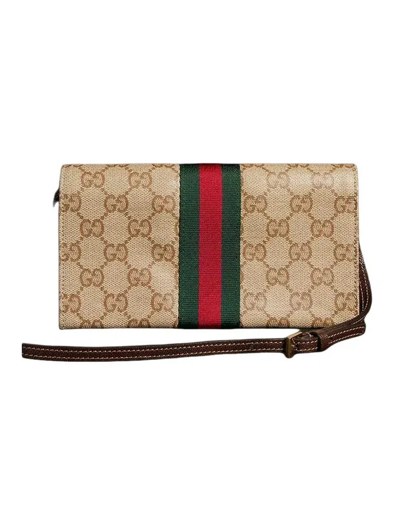 Маленькая косметичка Gucci с ремешком и лентой, цвет «песочно-темно-коричневый», A002KM-FAF8R-8547 — изображение 3 из 4