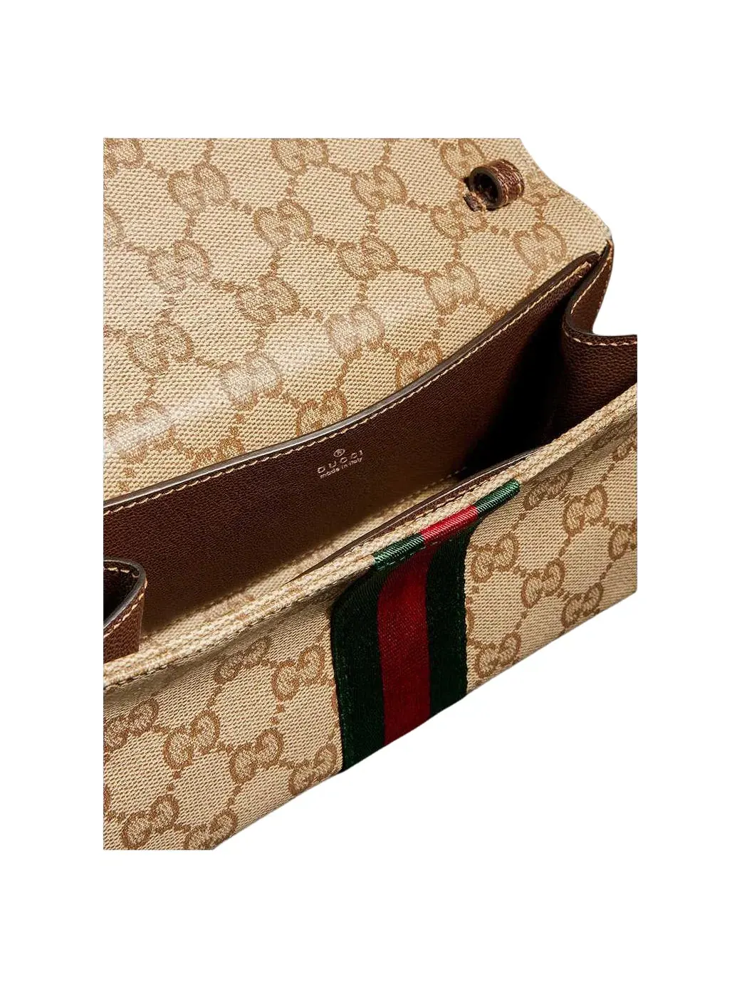 Маленькая косметичка Gucci с ремешком и лентой, цвет «песочно-темно-коричневый», A002KM-FAF8R-8547 — изображение 4 из 4