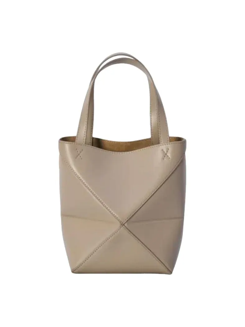 Сумка-трансформер Loewe Mini Puzzle Fold Tote — изображение 1 из 5, бежевый