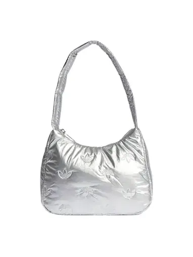 Мини-сумка Adidas Puffy Satin Shoulder Bag, серебристая — изображение 1 из 2, серебряный