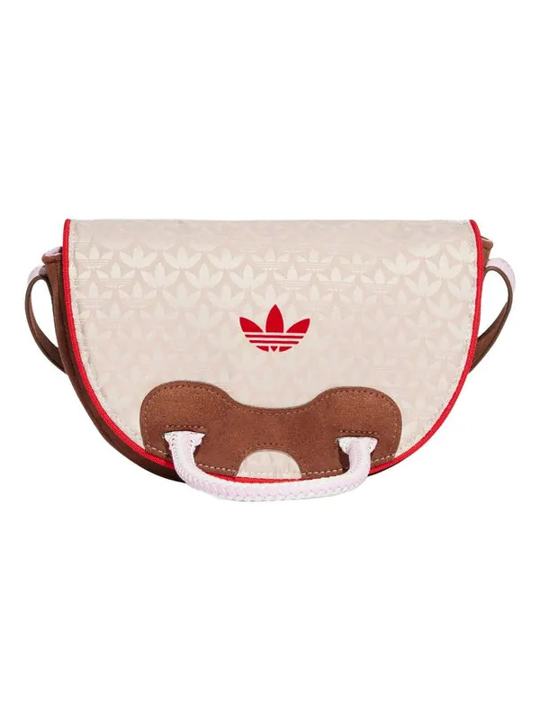 Сумка Adidas Trefoil Monogram Jacquard Suede Satchel Bag — изображение 1 из 2, коричневый