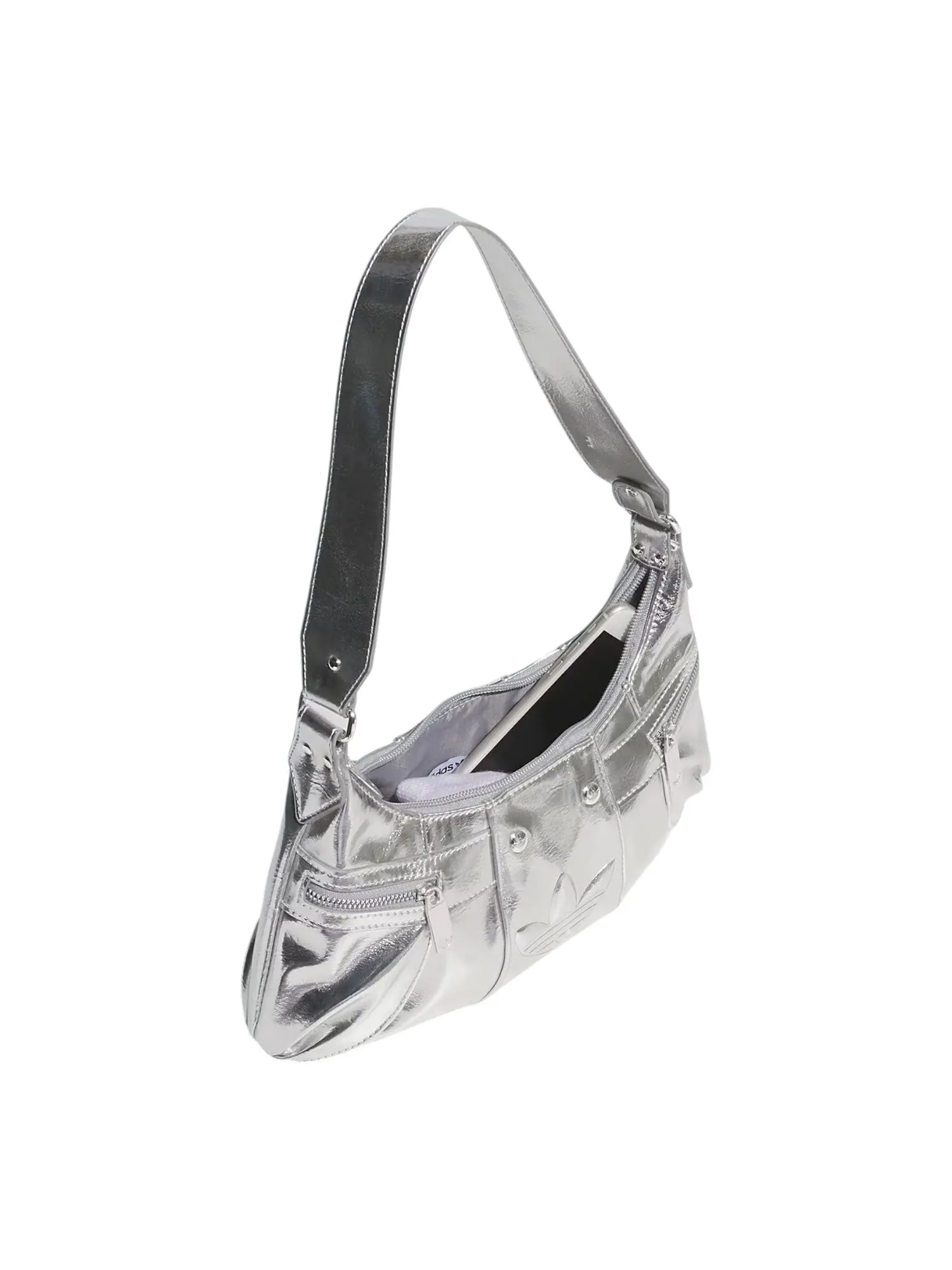 Сумка женская adidas HOBO из экокожи 'Silver' — изображение 3 из 4, серебряный