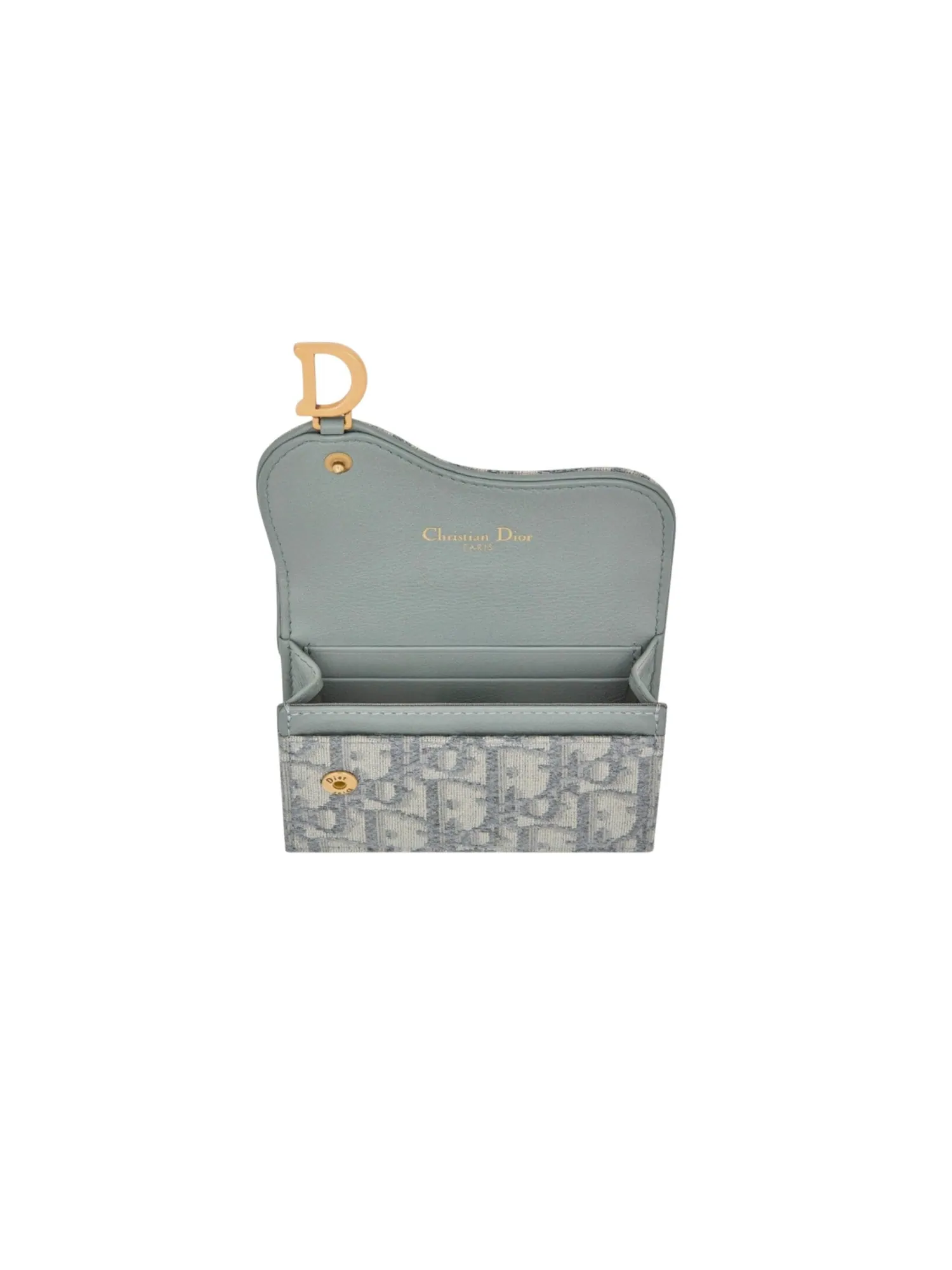 Dior Saddle Flap Card Holder 'Grey Oblique Jacquard' — изображение 2 из 2, серый