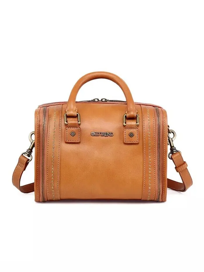 Женская сумка через плечо Mini Trunk из натуральной кожи OLD TREND — коричневый