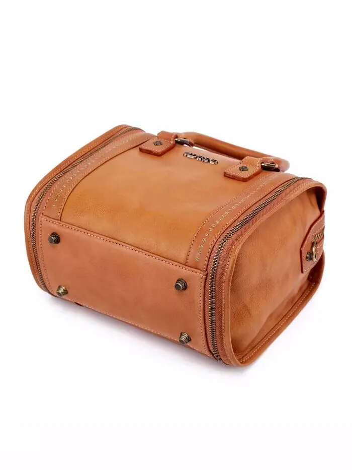 Женская сумка через плечо Mini Trunk из натуральной кожи OLD TREND — изображение 6 из 12, орех