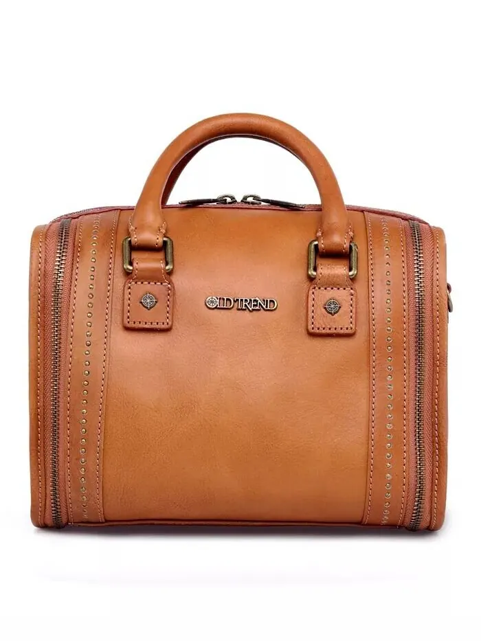 Женская сумка через плечо Mini Trunk из натуральной кожи OLD TREND — изображение 8 из 12, орех