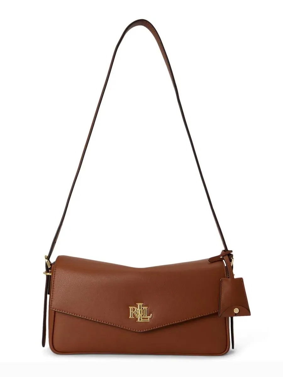 Сумка через плечо с замком-твист, кожаная Lauren Ralph Lauren — изображение 1 из 4, бежевый