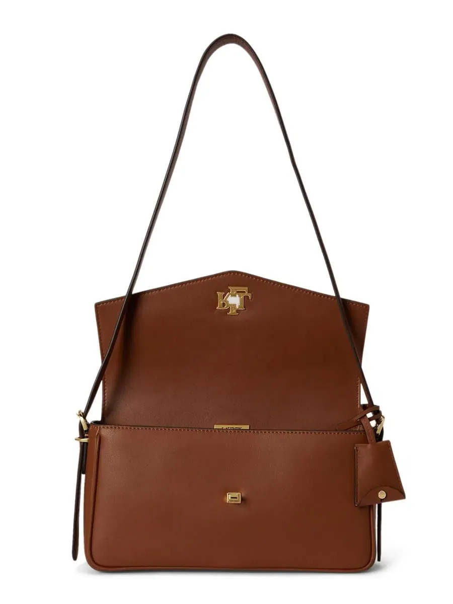 Сумка через плечо с замком-твист, кожаная Lauren Ralph Lauren — изображение 4 из 4, бежевый