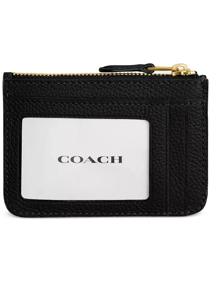 Кожаный мини-чехол для карт Essential ID Card Case COACH — изображение 2 из 2, черный