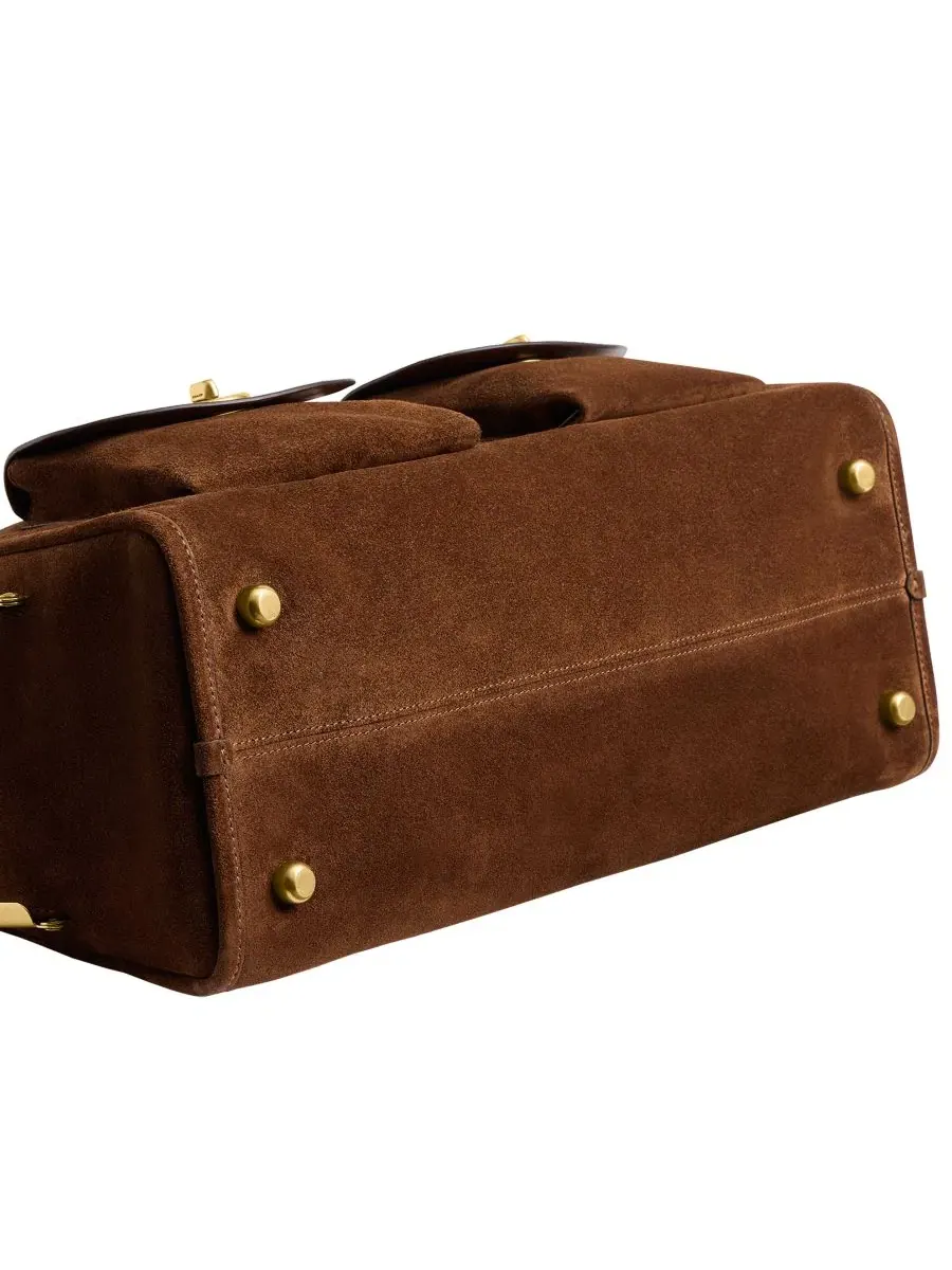 Большая замшевая сумка через плечо Haversack с поворотным замком Coach — изображение 7 из 9, коричневый
