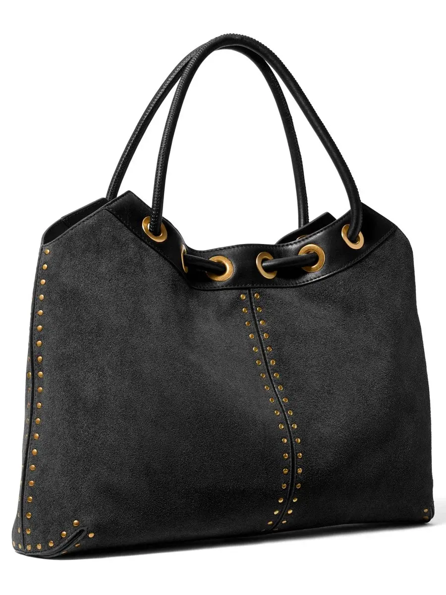 Сумка женская шоппер кожа (тело и отделка) Michael Kors MICHAEL Astor Large Ring Tote Handbag — изображение 4 из 5, черный