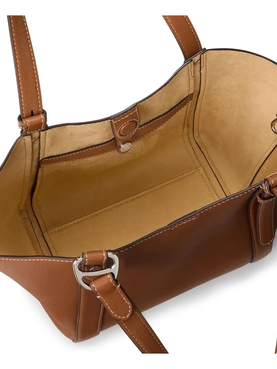 Сумка-тоут из кожи Tasha Large Leather Tote Handbag Lauren Ralph Lauren — изображение 4 из 6, бежевый