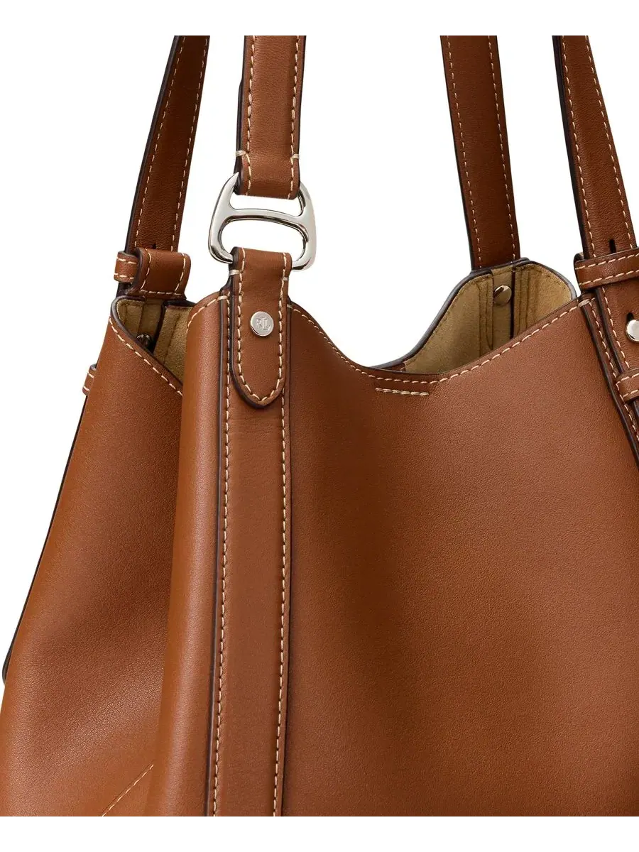 Сумка-тоут из кожи Tasha Large Leather Tote Handbag Lauren Ralph Lauren — изображение 5 из 6, бежевый
