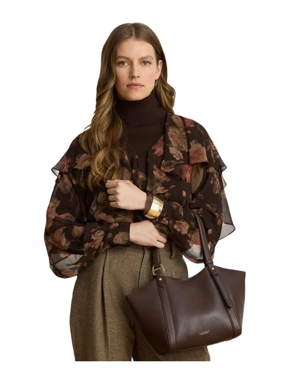 Сумка-шопер Tasha Large Leather Tote Handbag Lauren Ralph Lauren — изображение 6 из 6, коричневый