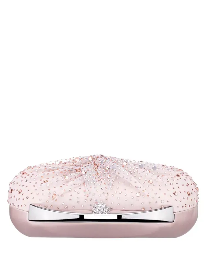 Клатч-миниатюра Crystal Twist из шифона и атласа Nina — изображение 5 из 7, розовый