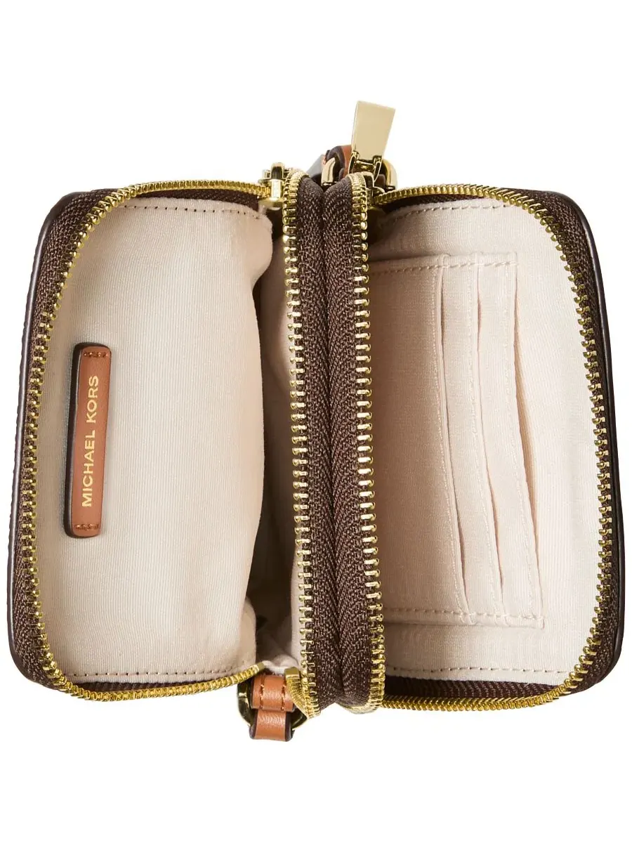 Сумка женская кросс-боди кожа Michael Kors MICHAEL Jet Set Small North South, ореховый — изображение 3 из 4, коричневый