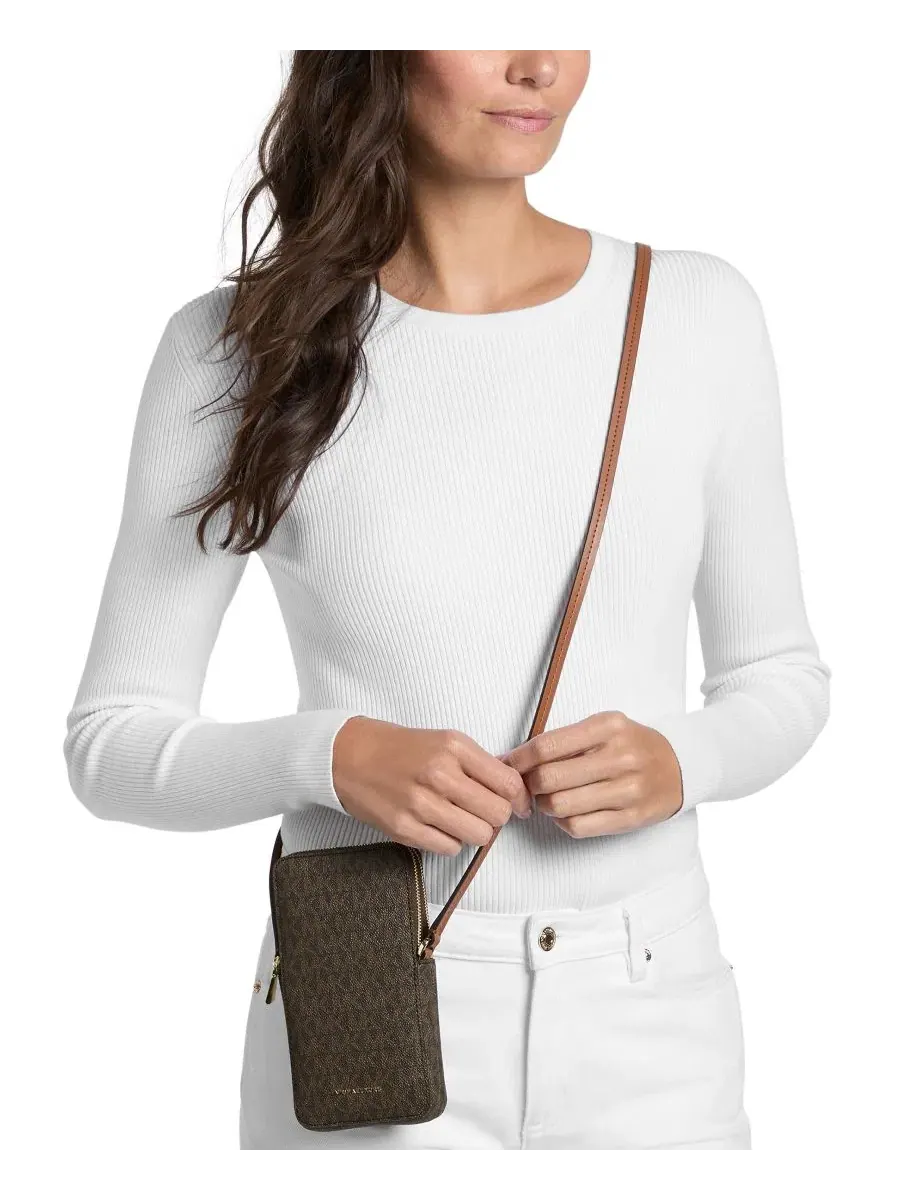 Сумка женская кросс-боди кожа Michael Kors MICHAEL Jet Set Small North South, ореховый — изображение 4 из 4, коричневый