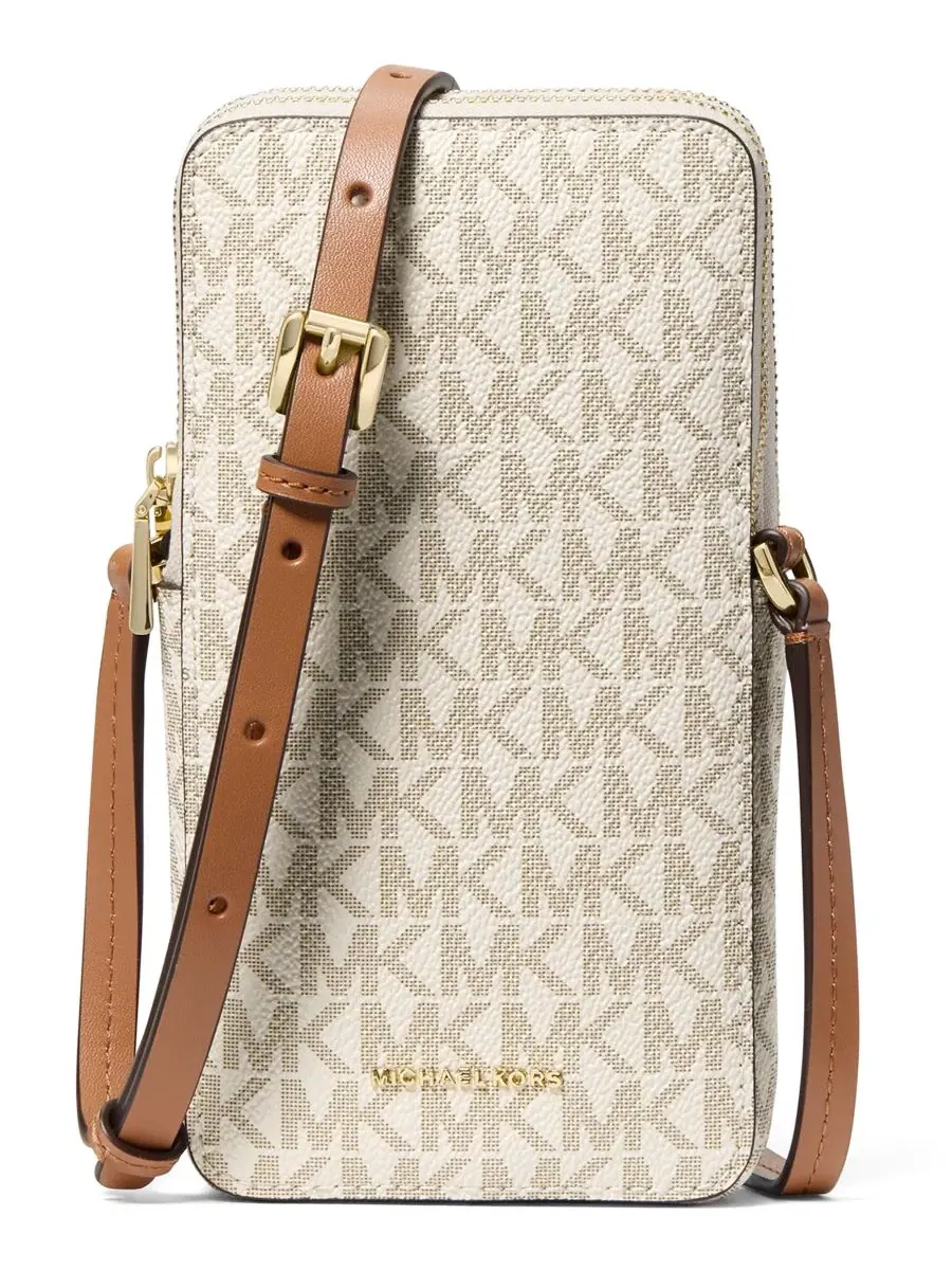Сумка женская малая кросс-боди кожа (100%) Michael Kors Jet Set North South Vanilla Acorn — изображение 1 из 4, ваниль/орех