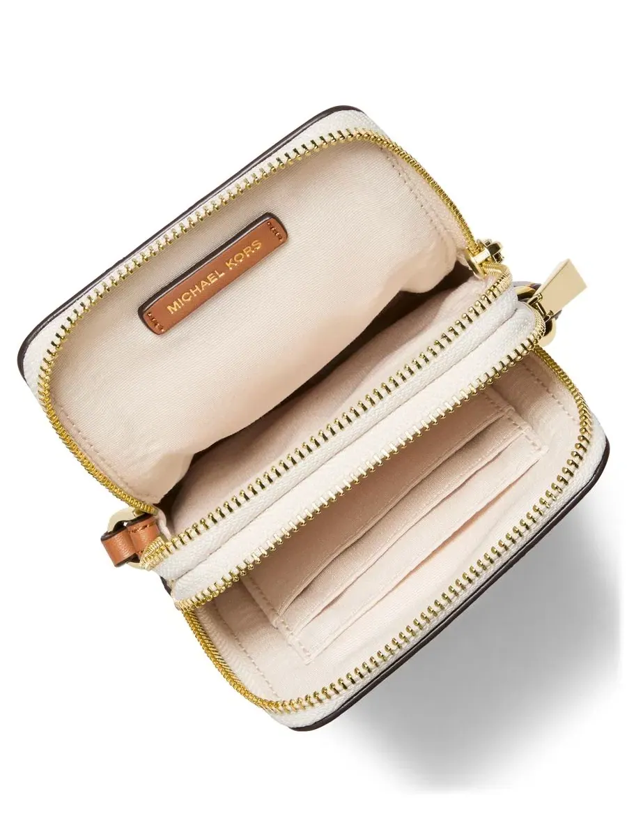 Сумка женская малая кросс-боди кожа (100%) Michael Kors Jet Set North South Vanilla Acorn — изображение 3 из 4, ваниль/орех
