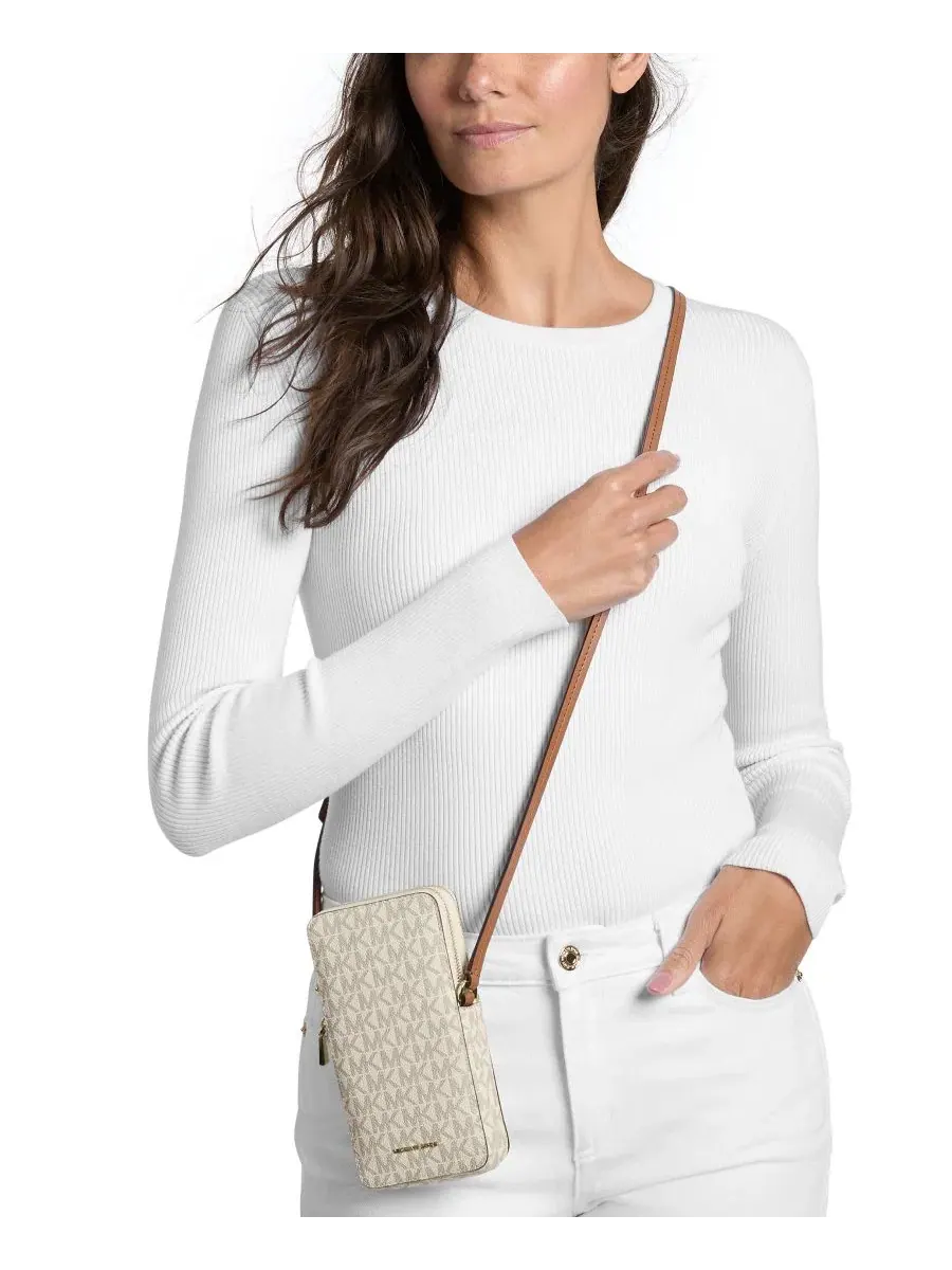 Сумка женская малая кросс-боди кожа (100%) Michael Kors Jet Set North South Vanilla Acorn — изображение 4 из 4, ваниль/орех