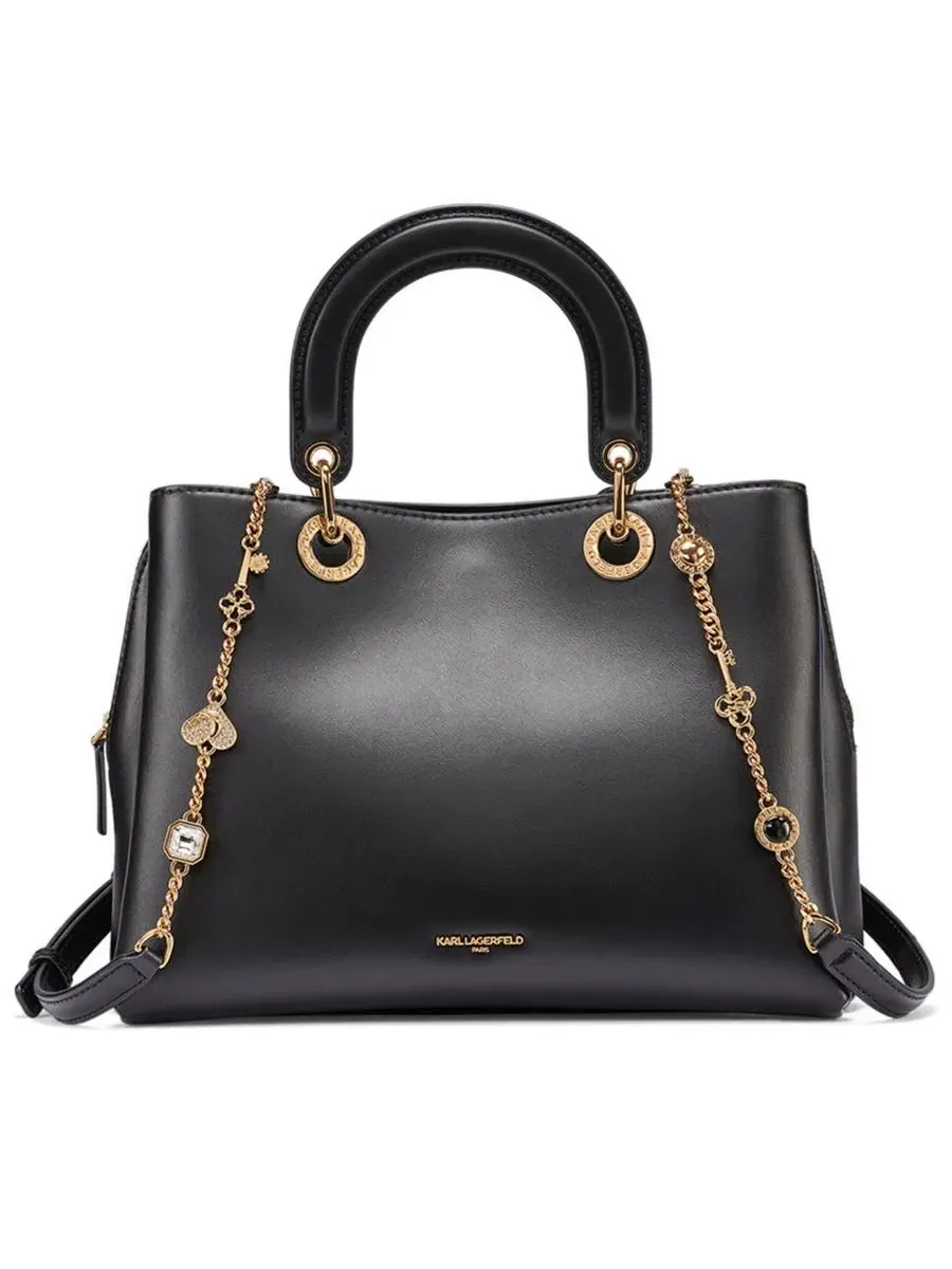 Сумка-шопер средняя Benoite Medium Satchel KARL LAGERFELD PARIS — изображение 1 из 5, черный/золотистый