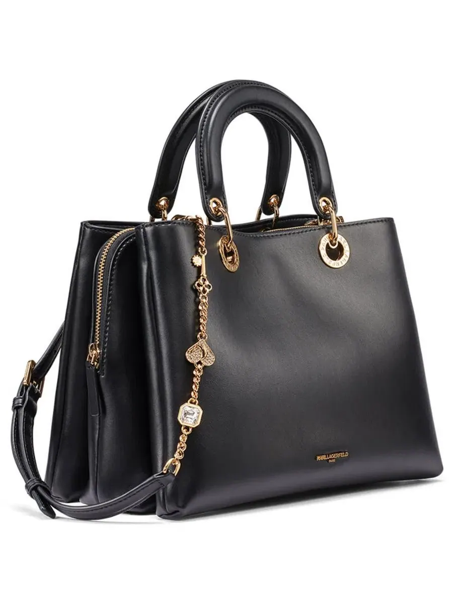 Сумка-шопер средняя Benoite Medium Satchel KARL LAGERFELD PARIS — изображение 3 из 5, черный/золотистый