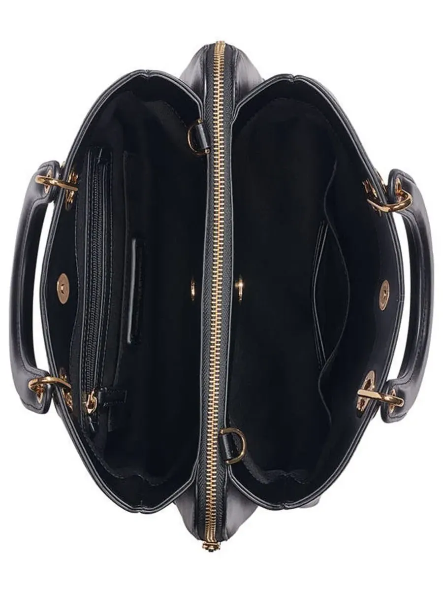 Сумка-шопер средняя Benoite Medium Satchel KARL LAGERFELD PARIS — изображение 4 из 5, черный/золотистый