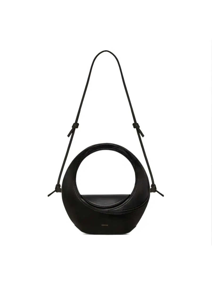 Сумка из телячьей кожи с магнитной застежкой Runa Calf Leather Bag Noirgaze — черный
