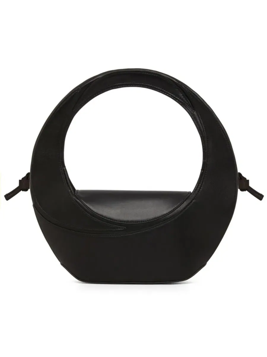 Сумка из телячьей кожи с магнитной застежкой Runa Calf Leather Bag Noirgaze — изображение 3 из 9, черный
