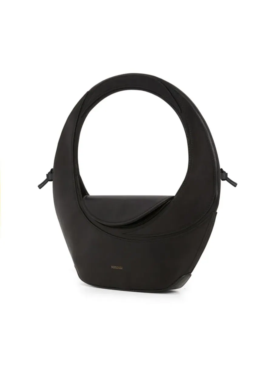 Сумка из телячьей кожи с магнитной застежкой Runa Calf Leather Bag Noirgaze — изображение 4 из 9, черный
