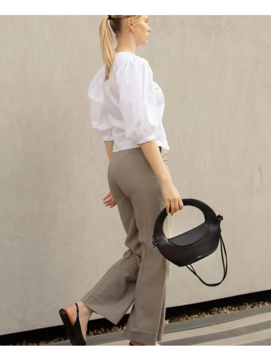 Сумка из телячьей кожи с магнитной застежкой Runa Calf Leather Bag Noirgaze — изображение 8 из 9, черный