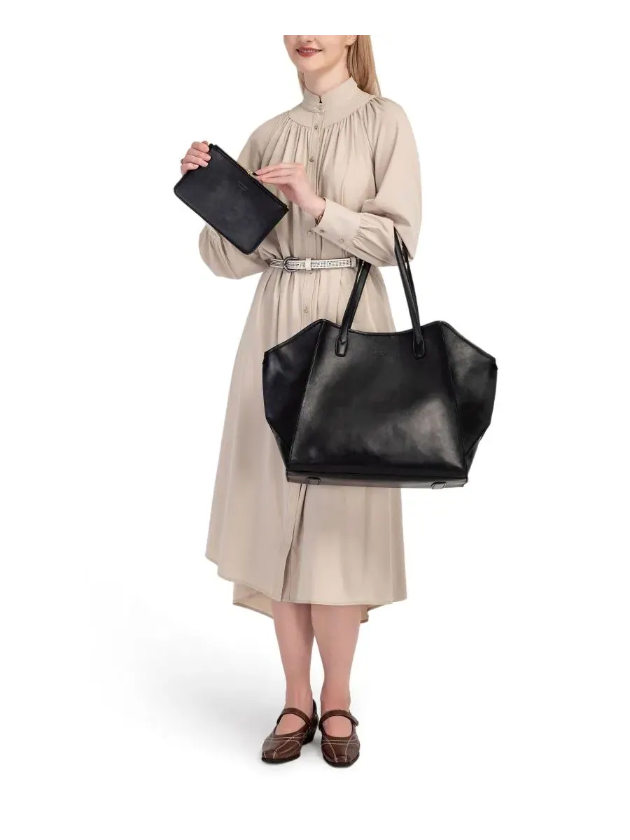 Сумка-шопер Iris Large Leather Carryall Tote OLD TREND — изображение 7 из 8, черный