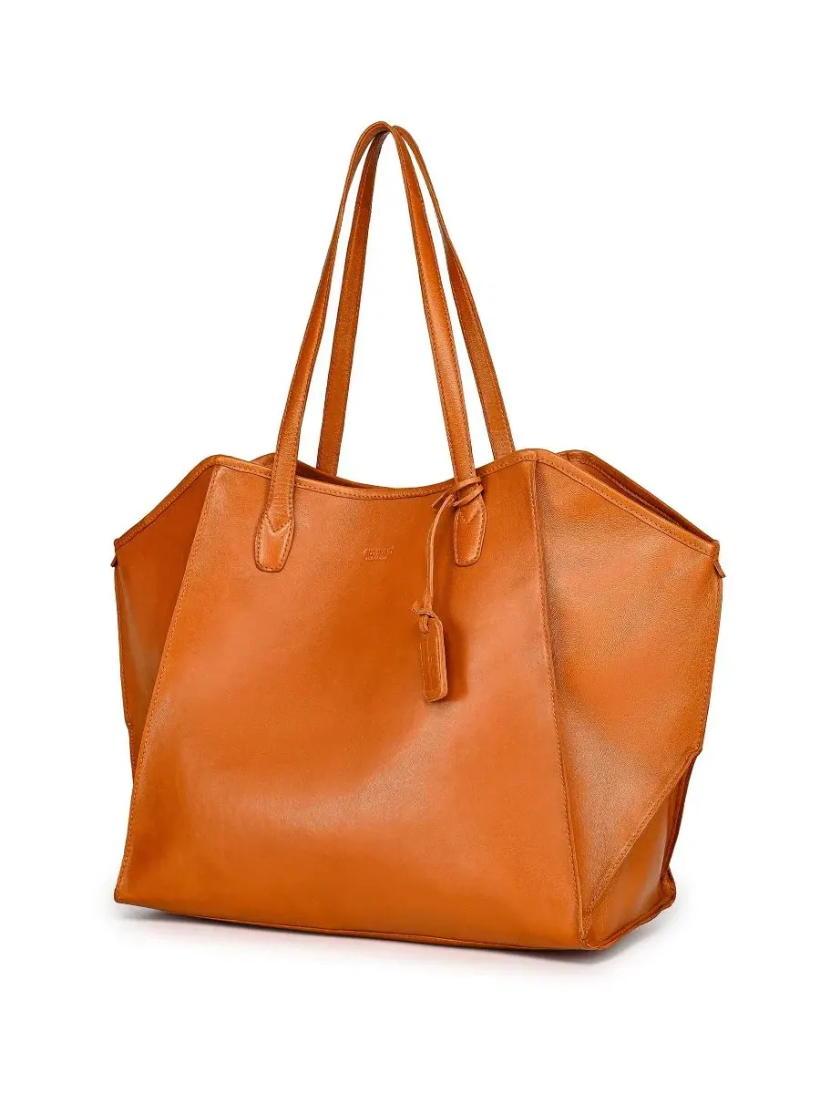 Сумка-шопер Iris Large Leather Carryall Tote OLD TREND — изображение 3 из 9, коричневый