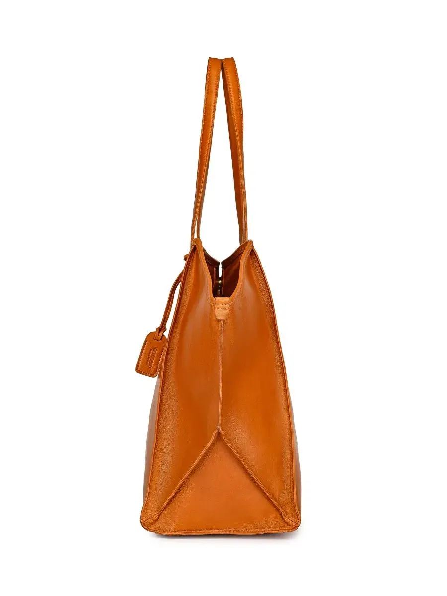 Сумка-шопер Iris Large Leather Carryall Tote OLD TREND — изображение 6 из 9, коричневый
