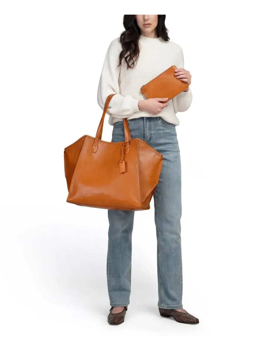 Сумка-шопер Iris Large Leather Carryall Tote OLD TREND — изображение 9 из 9, коричневый