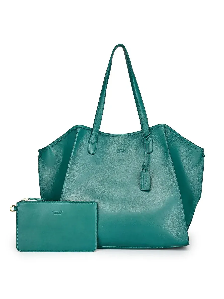 Сумка-шопер Iris Large Leather Carryall Tote OLD TREND — изображение 1 из 9, зеленый
