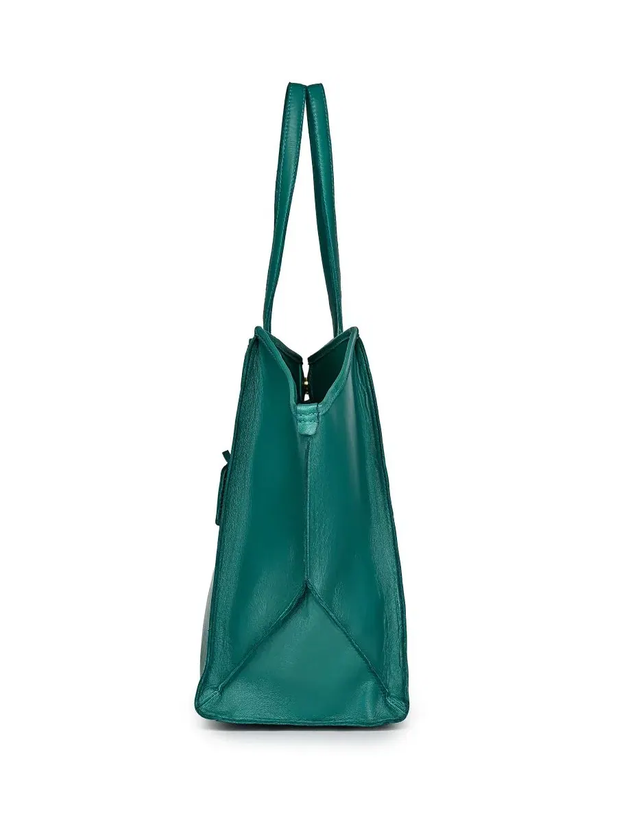 Сумка-шопер Iris Large Leather Carryall Tote OLD TREND — изображение 3 из 9, зеленый